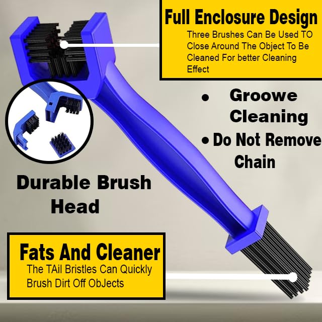 Asryd Bike Chain Cleaning Brush with Soft, Long Bristles – Perfect for Quick Cycle and Motorcycle Chain Cleaning (Blue) - Image 2