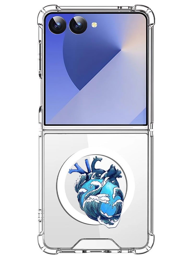 Theodor Magnetic Case for Samsung Galaxy Z Flip 7 Compatible with MagSafe Wireless Charging, Shockproof Phone Bumper Cover Heart - Image 1