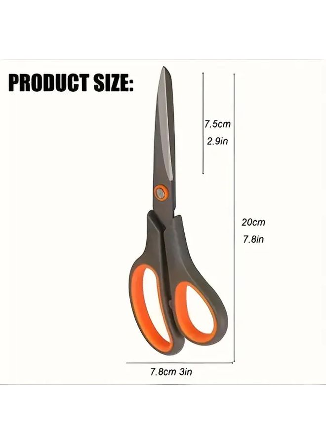 Orange Titanium Scissors 8 Inch Non Stick Blades Ergonomic Soft Grip Handles Precision Cutting For Office Craft Home - Image 2