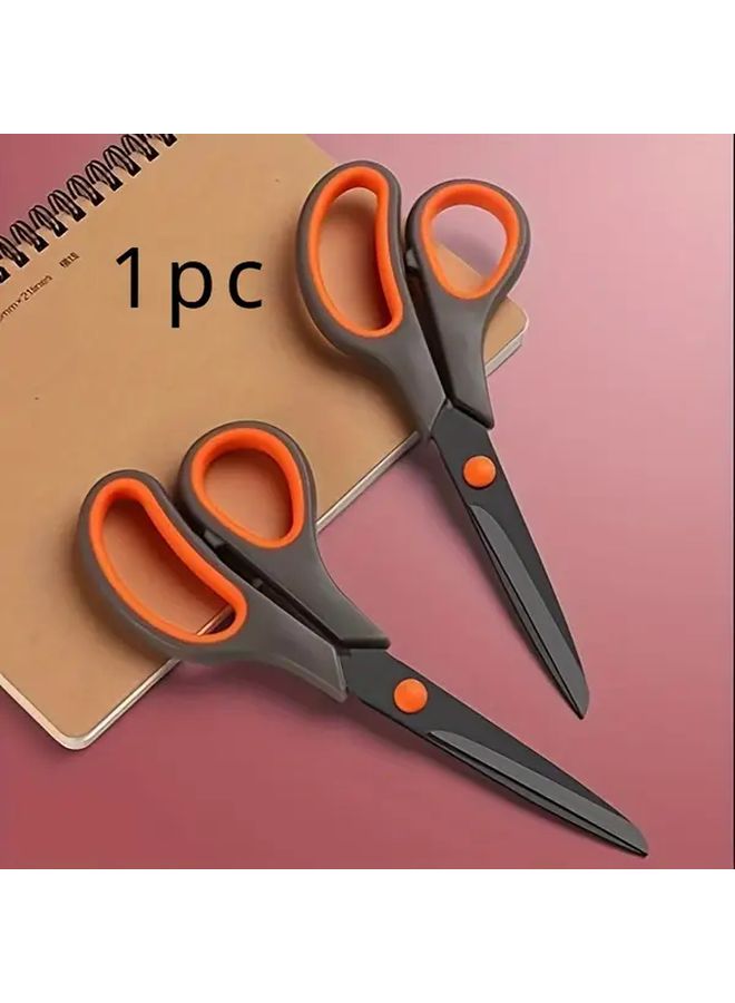 Orange Titanium Scissors 8 Inch Non Stick Blades Ergonomic Soft Grip Handles Precision Cutting For Office Craft Home - Image 1