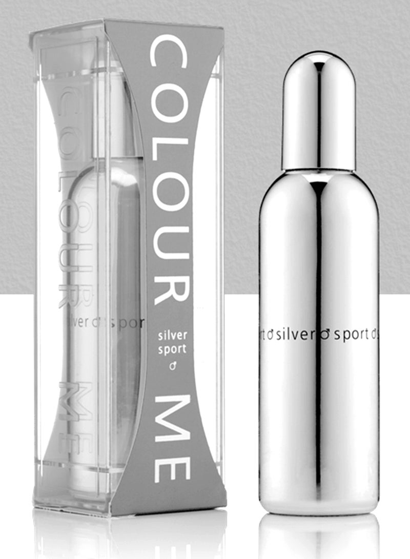 كولور مي عطر رجالي يدوم طويلاً | عطر كولور مي سيلفر سبورت 100 مل بتركيبة منعشة رياضية وحمضية وخشبية وعنبرية | عطر فاخر للرجال