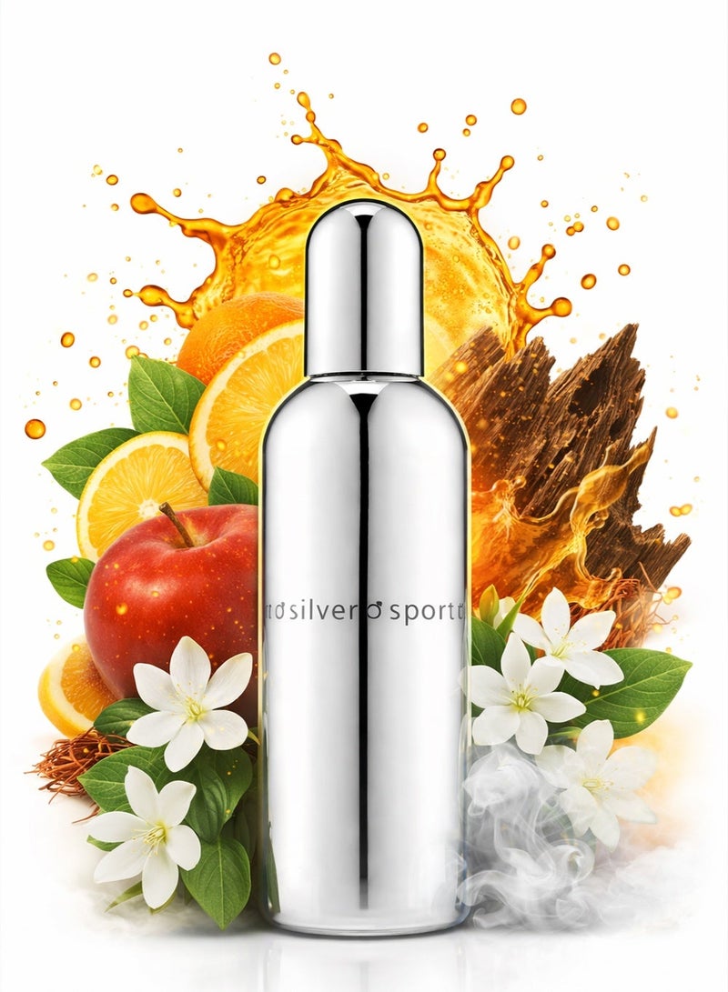 كولور مي عطر رجالي يدوم طويلاً | عطر كولور مي سيلفر سبورت 100 مل بتركيبة منعشة رياضية وحمضية وخشبية وعنبرية | عطر فاخر للرجال - Image 1