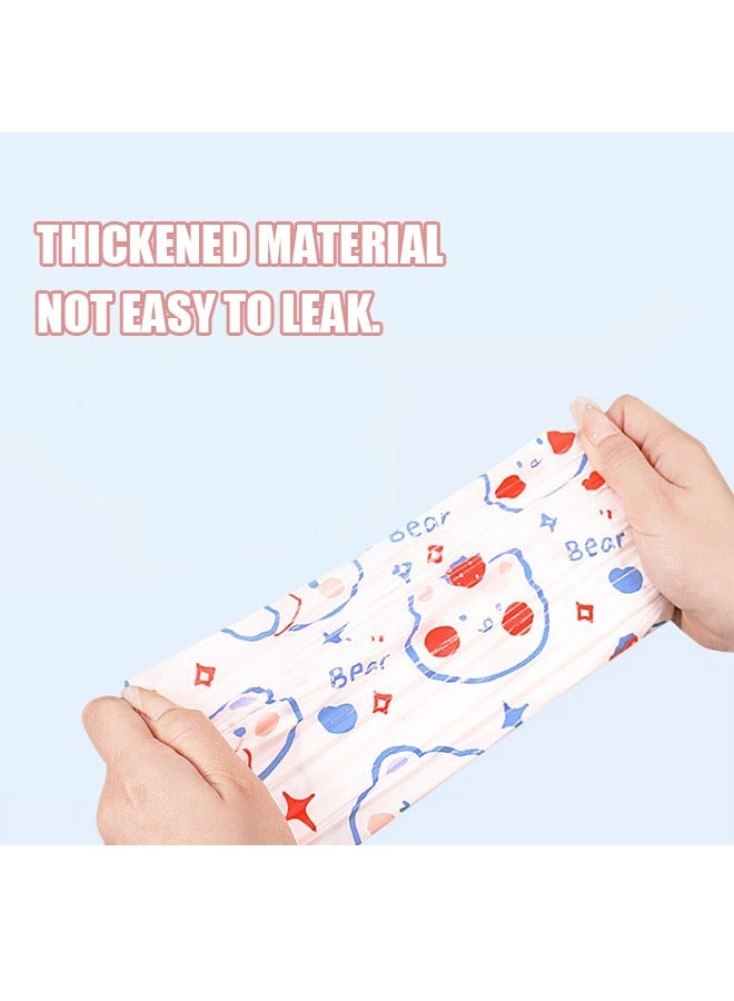 30 قطعة من أكياس القمامة ذات الرباط على شكل دب كرتوني، أكياس قمامة سميكة ومتينة بسعة كبيرة، أكياس قمامة متعددة الأغراض للمكتب وغرفة المعيشة والمطبخ والحمام (وردي + أبيض) - Image 4