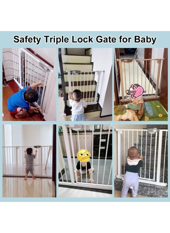 TOTOJOY Auto Close Safety Baby Gate, Extra Tall 76cm Adjustable 77–82cm Wide Metal Baby & Pet Gate for Stairs and Doorways, Pressure Mounted, One-Hand Operation, Double Lock System, Auto-Close & Hold-Open - Image 5