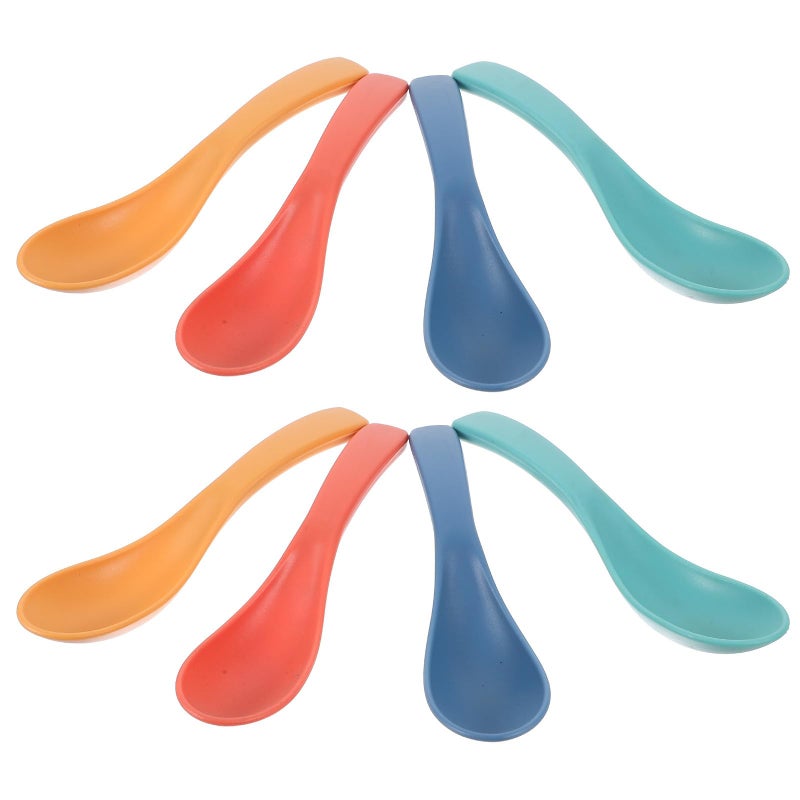 Wheat Straw Soup Spoons Set of 8 Multi Color Portable Lightweight for Home Dining - Image 2
