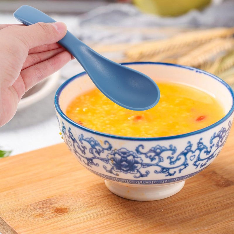 Wheat Straw Soup Spoons Set of 8 Multi Color Portable Lightweight for Home Dining - Image 4