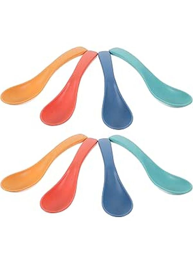 Wheat Straw Soup Spoons Set of 8 Multi Color Portable Lightweight for Home Dining - Image 1