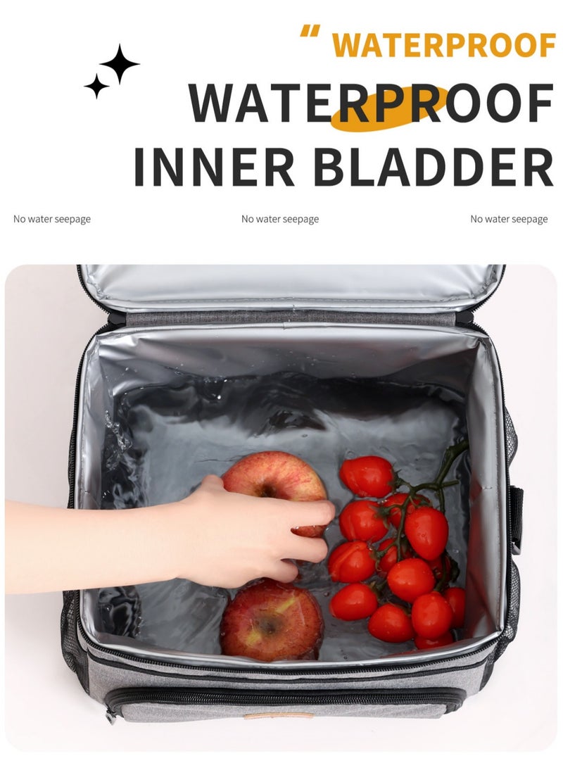 جين فان ل أنا حقيبة غداء معزولة بسعة 14 لترًا للرجال والنساء، حقيبة غداء معزولة مقاومة للماء وقابلة لإعادة الاستخدام للعمل المكتبي والنزهات المدرسية والرياضات الشاطئية والمزيد (أزرق مخضر) - Image 3