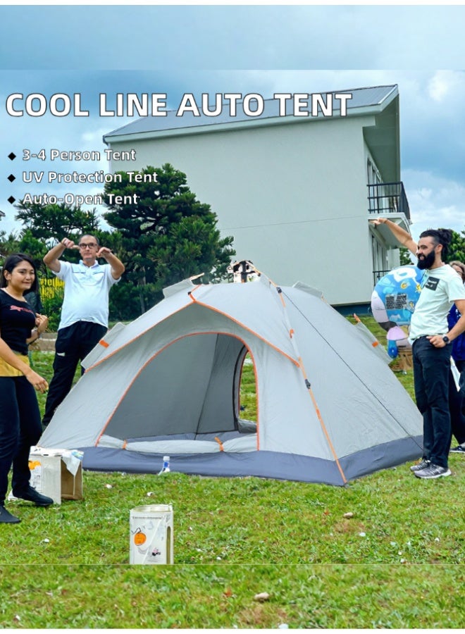 Outdoor.Market Camping Tent 3–4 Person Pop-Up Automatic Setup, Waterproof & UV Protection, Double Door Lightweight Portable Family Tent for Hiking, Beach & Outdoor Travel – White - Image 3