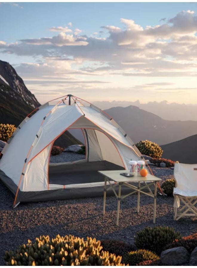 Outdoor.Market Camping Tent 3–4 Person Pop-Up Automatic Setup, Waterproof & UV Protection, Double Door Lightweight Portable Family Tent for Hiking, Beach & Outdoor Travel – White - Image 4