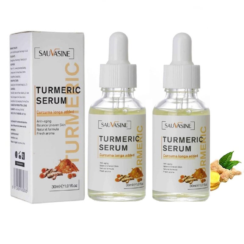 2Pcs New Turmeric Dark Spot Serum Oil Turmeric Face Serum Oil Bright Skin Dark Spot Corrector Face Hydrate Dull  Dry Skin 60ml