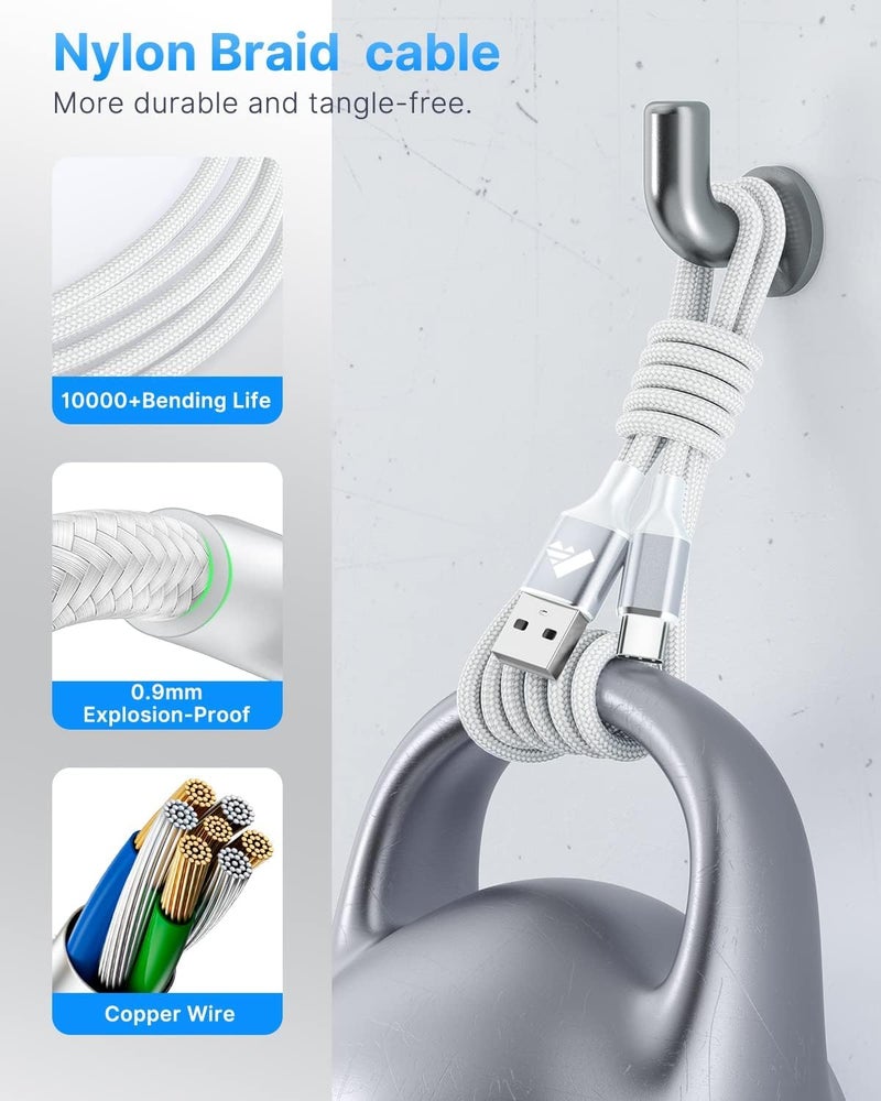 اييونوس كابل USB-C بطول 2 متر، كابل شحن من النوع C مضفر بالنايلون، شاحن USB-A إلى C سريع الشحن، متوافق مع Samsung Galaxy S22 S21 S20 S10 S9 S8، Note 20 10، iPhone 15 16 Pro Max، Huawei، Pixel، Switch - Image 5