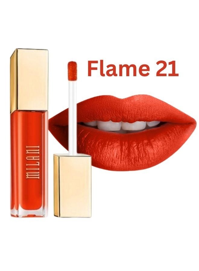 Milani Amore Matte Lip Crème, Shade Flame 21, 6g - Long-Lasting, Full Coverage Matte Liquid Lipstick - Image 2