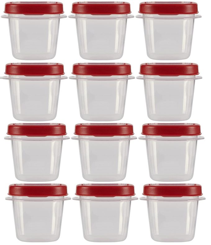 Rubbermaid Easy Find Lids Food Storage Containers, 0.5 Cup, Clear With Red Lids 12 Pack (12 Cups) - Image 1