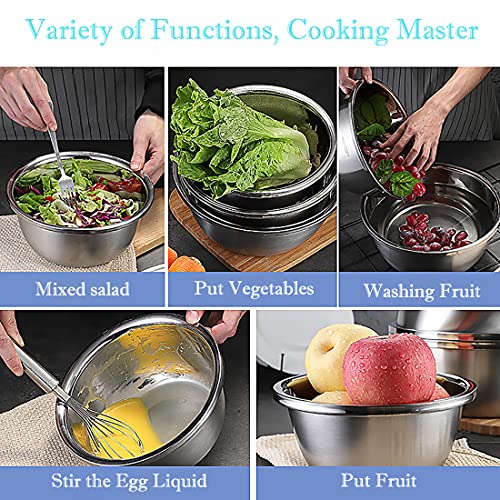 meleg otthon Stainless Steel Mixing Bowls, 8.5QT Salad Bowl, Metal Bowls With water filter basin, Stainless Steel Basin, Heavy Duty Deeper Edge Mirror Finish Dishwasher Safe Bowl (XXL)… - Image 4