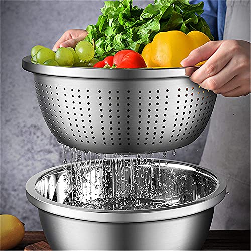 meleg otthon Stainless Steel Mixing Bowls, 8.5QT Salad Bowl, Metal Bowls With water filter basin, Stainless Steel Basin, Heavy Duty Deeper Edge Mirror Finish Dishwasher Safe Bowl (XXL)… - Image 3