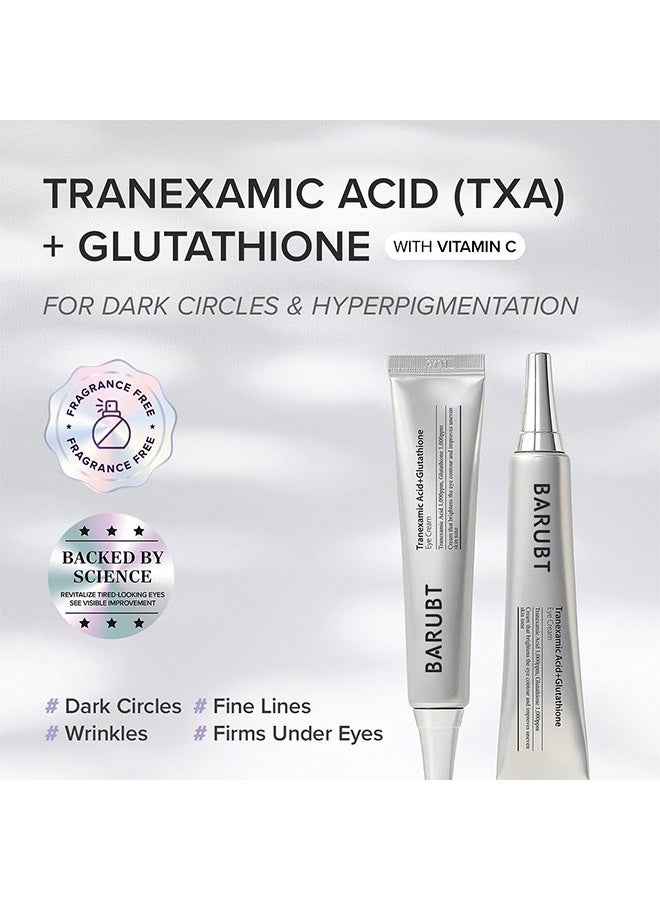 باروبت كريم العين بحمض الترايكساميك وغلوتاثيون، كريم تثبيت حول العين | كريم متعدد الفوائد للعناية بالعين لترطيب وترطيب، وتقليل الهالات السوداء وحقائب العين | يشد محيط العين، يقلل الخطوط الدقيقة | تركيبة خفيفة وسريعة الامتصاص - Image 2