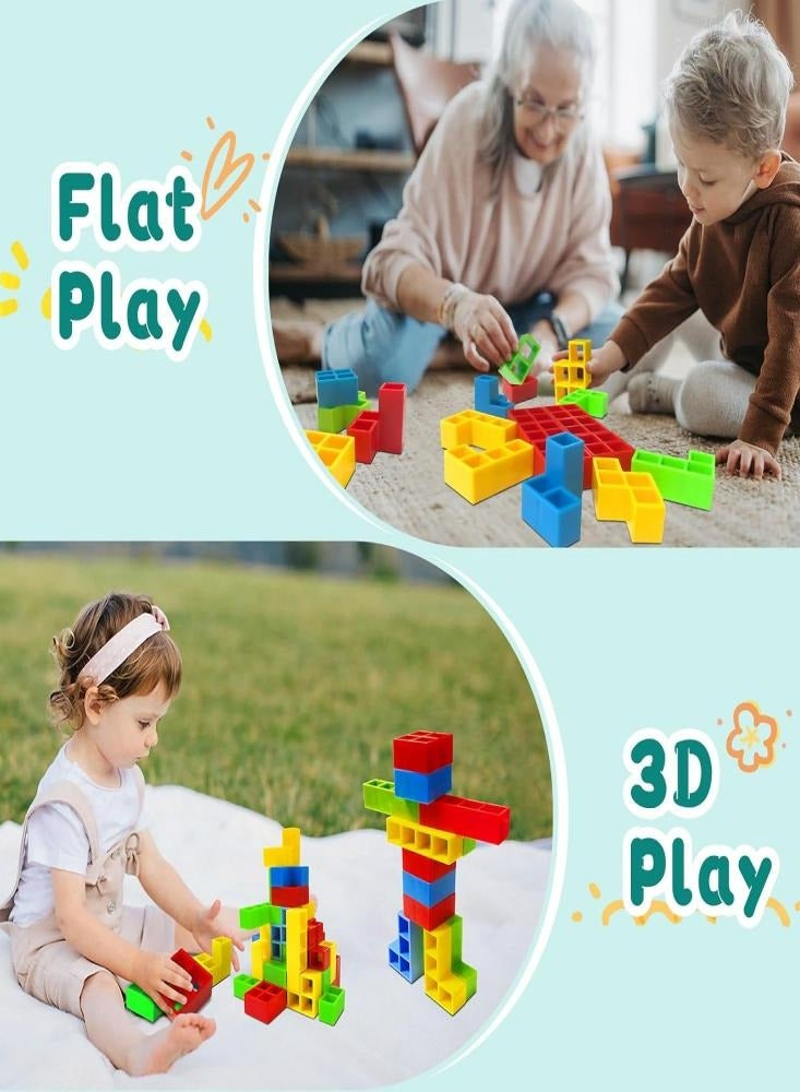 48Pcs Tetra Tower Balance Game - Stacking Blocks for Kids & Adults, Travel & Party Toy