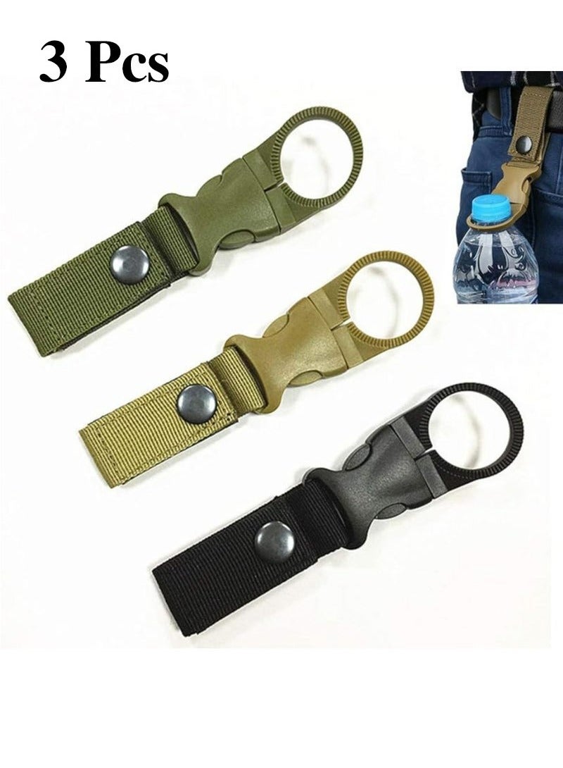 OMEVE 3-Pack Hanging Bottle Buckle Clip Carabiner,Portable Mineral Water Bottle Ring Holder Keychain Belt Webbing Strap for Outdoor Camping Hiking Traveling - Image 1