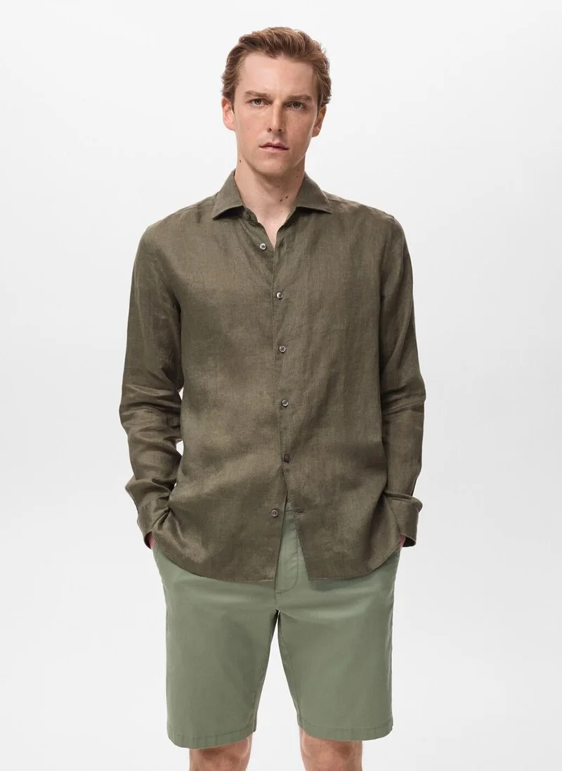 100% linen slim-fit shirt