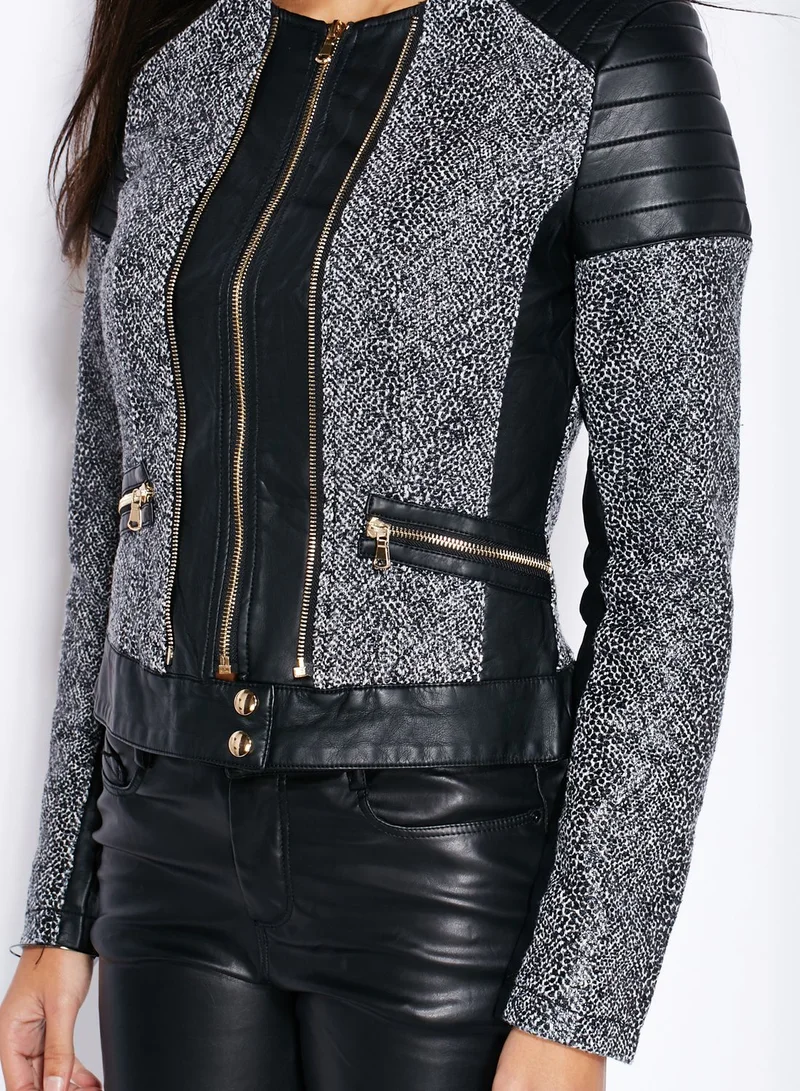 Ginger Colour Block Biker Jacket