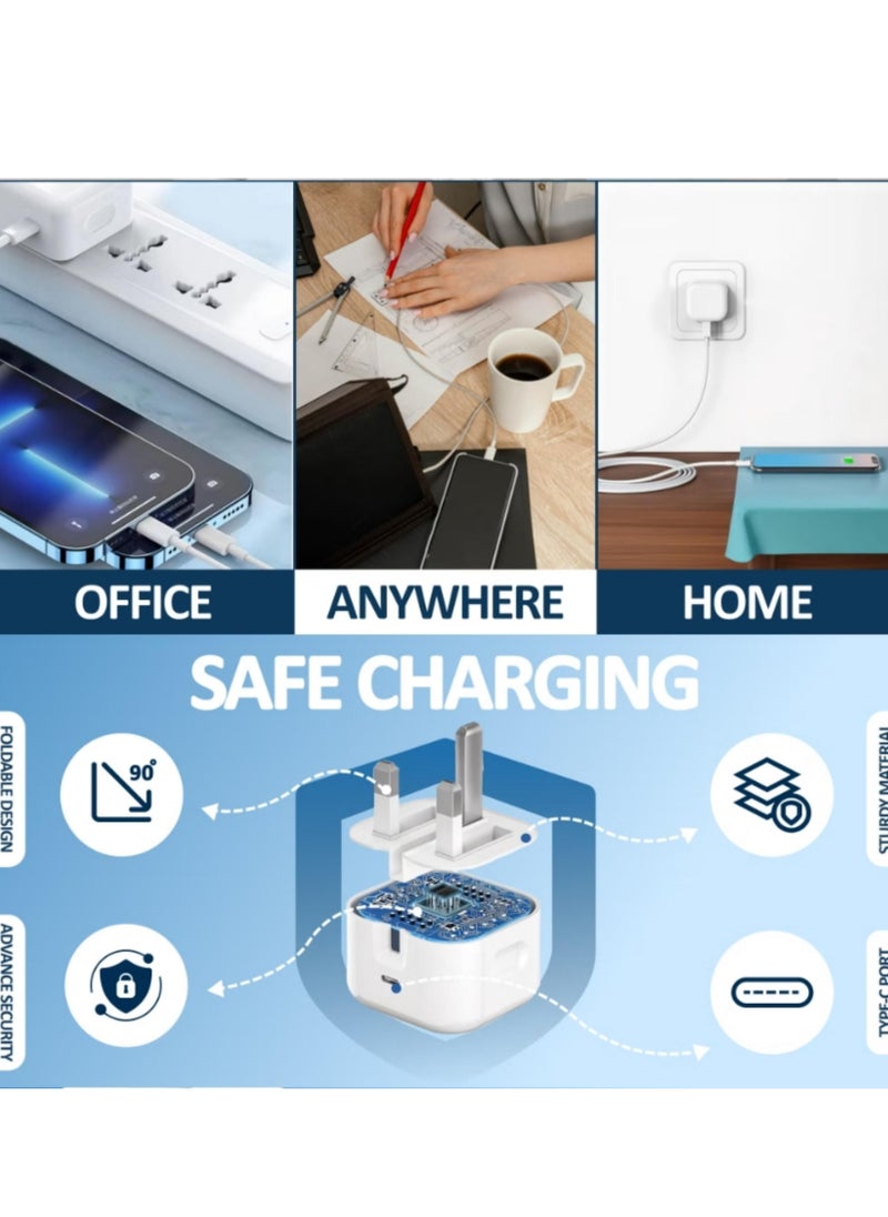 YLinkin - 35W PD Super Fast Charger With USB C to Lightning Cable ｜Smart IC Multi-Protection｜Multi-Device Compatibility (Smart phone/iPhone/iPad/ Digital Devices)｜Compact & Portable ｜White - Image 1
