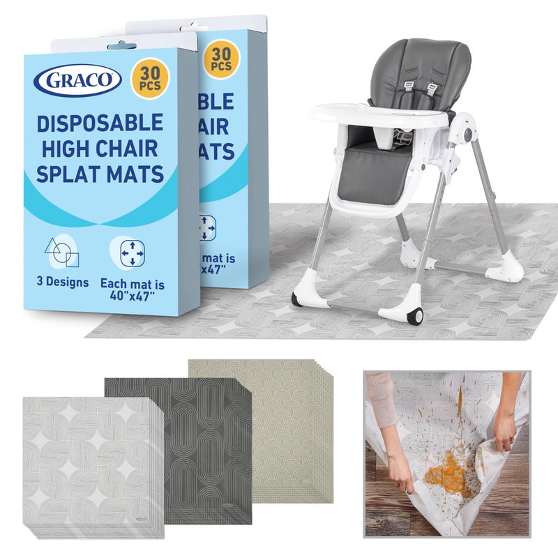 GRACO Graco Baby Disposable Splat Mats  60 Pack  47"" x 40  | Biodegradable & Compostable  Eco-Friendly Floor Protector  Under High Chair for Baby Led Weaning  Home & Restaurant Use  Hudson - Image 1