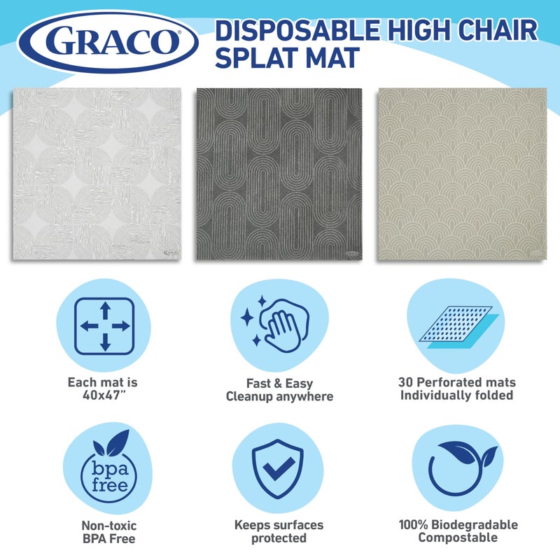 GRACO Graco Baby Disposable Splat Mats  60 Pack  47"" x 40  | Biodegradable & Compostable  Eco-Friendly Floor Protector  Under High Chair for Baby Led Weaning  Home & Restaurant Use  Hudson - Image 4