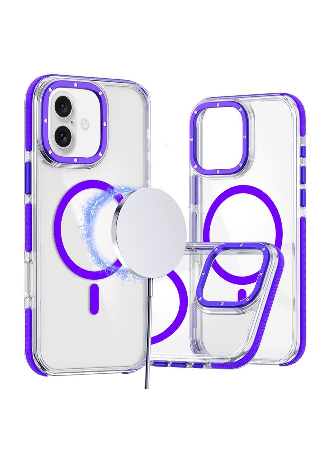 S-TOP Case For iPhone 16 Plus Dual-Color Clear Acrylic Hybrid TPU MagSafe Phone Case - Image 1
