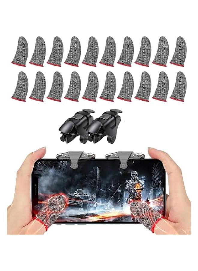 20 Pack Finger Sleeve Sets for Gaming Mobile Game Controller Thumb Sleeves with 2 Mobile L1R1 Game Triggers AntiSweat Breathable Touchscreen Sensitive Aim Joysticks Finger Set - Image 1