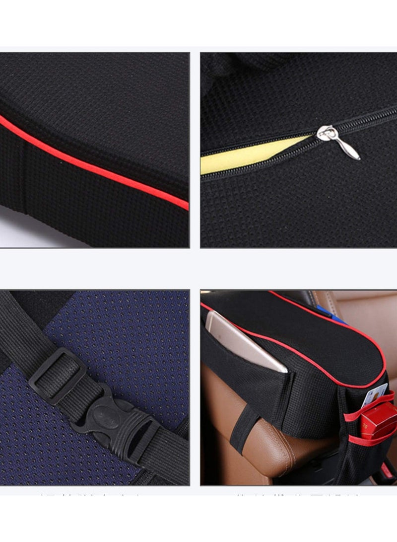 SYOSI Auto Center Console Armrest Pillow Pad, Direct Car Center Console Cover, Car Armrest Cushion Soft Memory Foam with Phone Holder Storage, Pockets Bag Seat Cushion Universal Fit for Most Car (Black) - Image 2