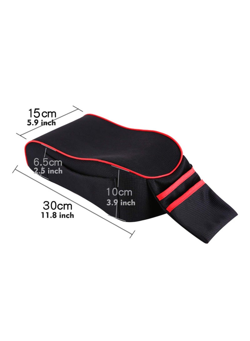SYOSI Auto Center Console Armrest Pillow Pad, Direct Car Center Console Cover, Car Armrest Cushion Soft Memory Foam with Phone Holder Storage, Pockets Bag Seat Cushion Universal Fit for Most Car (Black) - Image 3