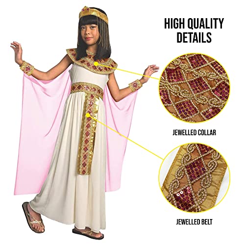 Morph Pink Cleopatra Costume for Girls, Egyptian Dress, Greek Goddess Outfit for Kids, Halloween Dress-Up, Small - Image 2