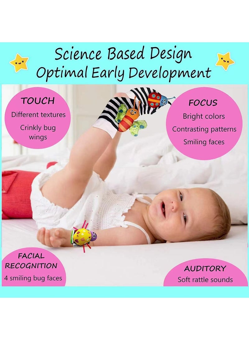 Baby Ringing Socks and Wrist Toys - Suitable for Newborn Boys or Girls - Brain Development Baby Toys - Hand and Foot Ringing Suitable for Babies aged 0-3, 3-6, 6-12 Months  - Image 1