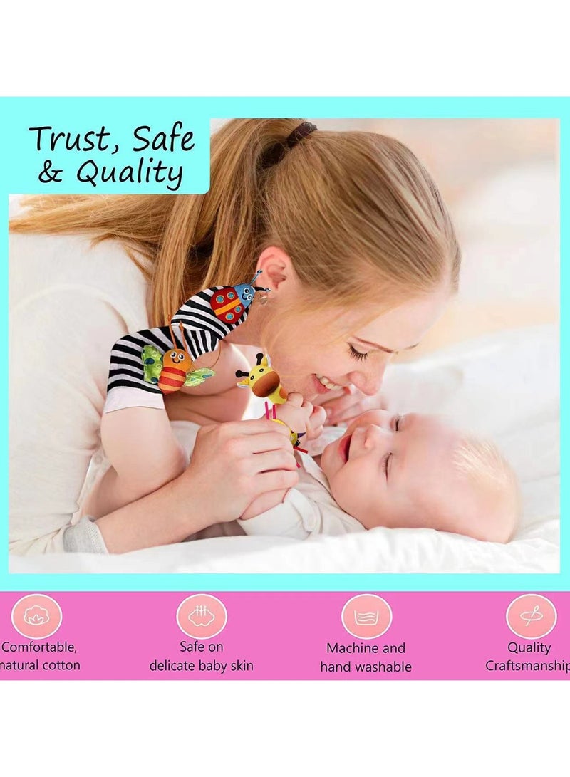Baby Ringing Socks and Wrist Toys - Suitable for Newborn Boys or Girls - Brain Development Baby Toys - Hand and Foot Ringing Suitable for Babies aged 0-3, 3-6, 6-12 Months  - Image 4