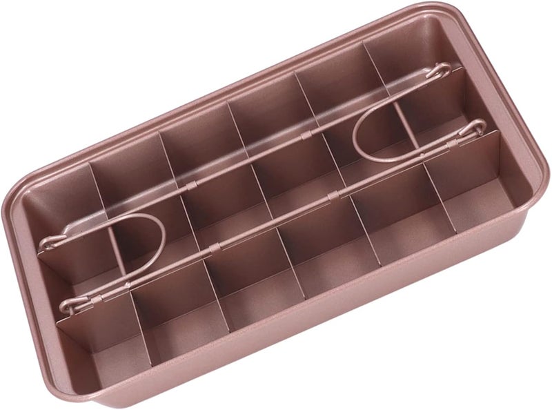 Brownie Baking Tray, High Carbon Steel Donut Cake Mold, Non Stick Brownie Pan with Even Heat Distribution, 18 Grid Baking Tool for Kitchen Dessert Shop, Includes Separator - Image 2