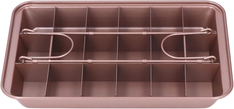 Brownie Baking Tray, High Carbon Steel Donut Cake Mold, Non Stick Brownie Pan with Even Heat Distribution, 18 Grid Baking Tool for Kitchen Dessert Shop, Includes Separator - Image 1