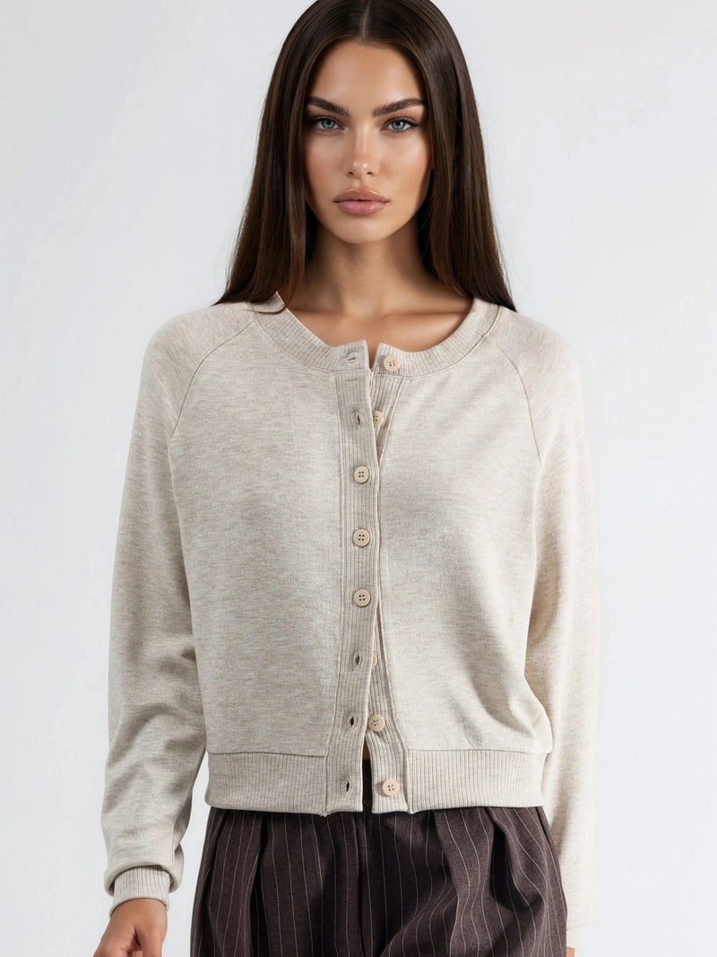 BUSEM Crew Neck Buttoned Cardigan - Image 2