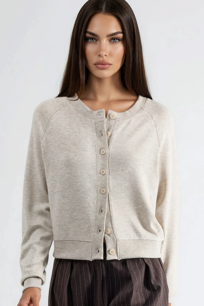 Busem BUSEM Crew Neck Buttoned Cardigan