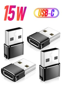 erorex [4 Pack] [Aluminum Shell] USB C Male to USB Female Adapter (2 Pack)&USB Male to USB C Female Adapter (2 Pack) for Phone/PC/Airpods/Galaxy/iPad/Laptop/MacBook/Charger,Black  - Image 1
