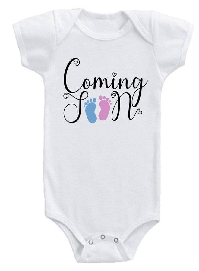 PrintHolic Coming Soon, New Baby Coming, Baby is Coming, Good News Baby Shower New Born Baby Dress Bodysuits Romper Half Sleeve Envelope Neck White Rompers for Kids - Image 1
