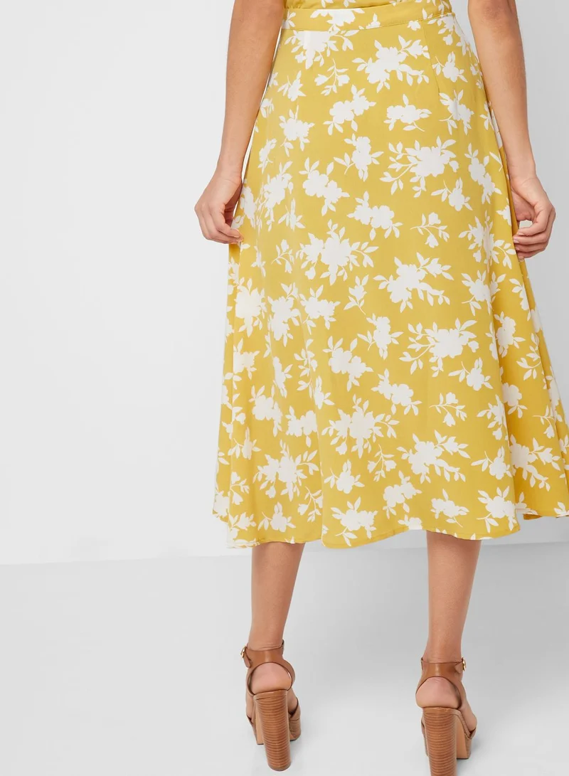 Fashion Union Floral Print Side Split Skirt