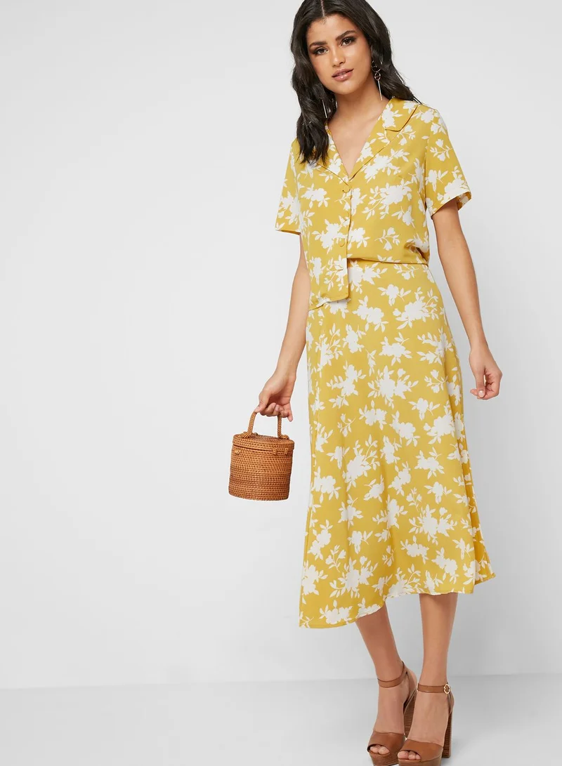 Fashion Union Floral Print Side Split Skirt