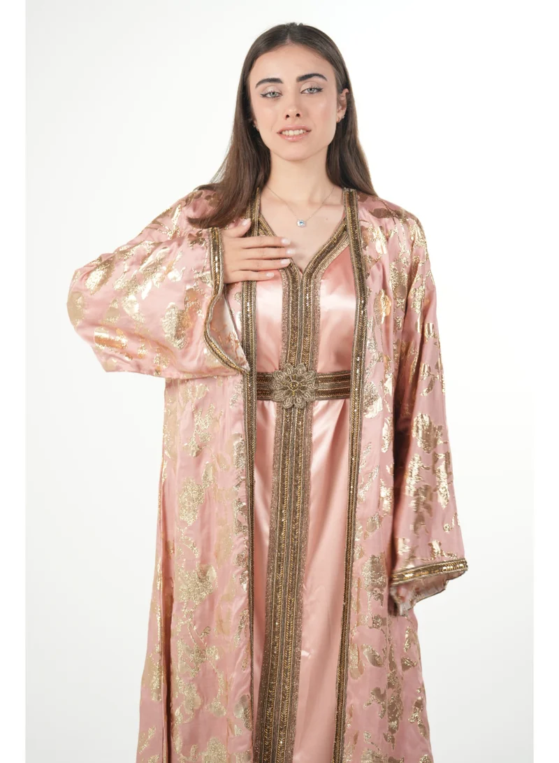 AL BENT AL SHARQIEH embroidered satin kaftan dress