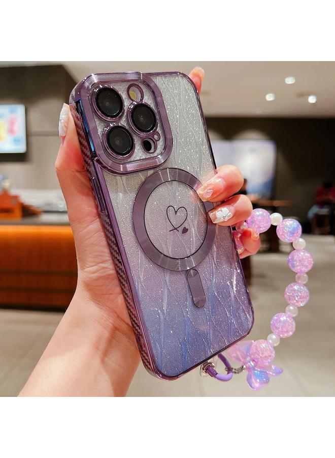 Zaboon Case For iPhone 12 Pro Loves Leaves Gradient Glitter Bracelets Carbon Fiber Magsafe TPU Phone Case - Image 1