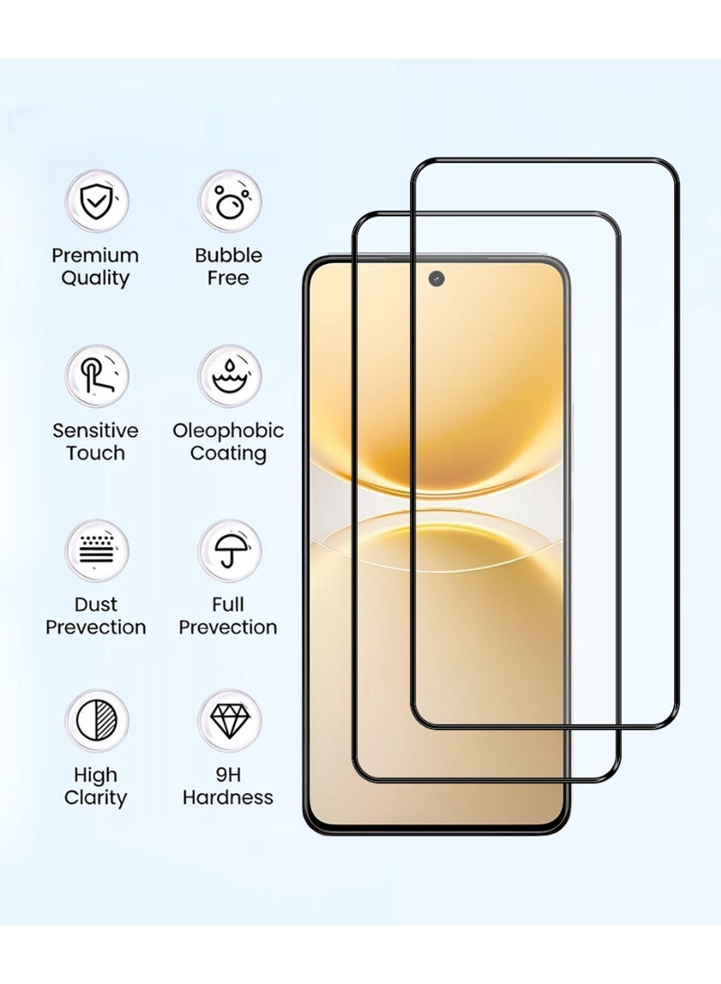 Yunpy [2+1 Packs] for VIVO V70 Lite Tempered Glass Screen Protector with Camera Lens Film, Including 2 Pack Front Glass and 1 Pack Camera Lens Film, 9H Hardness HD Clear Anti-Scratch Anti-Fingerprint Bubble-Free Case Friendly Screen Protector - Image 3