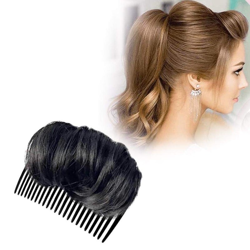 1pc Volume Up Hair Base Hair Accessories Bump It Up Hairstyle Clip Bun Maker for Women Volume Insert Hair Bump Up Tool for Short Long Hair DIY black
