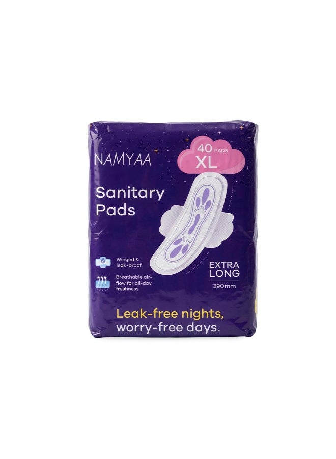 Namyaa Sanitary Pads XL 290mm – Extra Long, Ultra Thin, Winged & Leak-Proof Pads for Heavy Flow – Breathable, Rash-Free Comfort (40 Pads) - Image 1