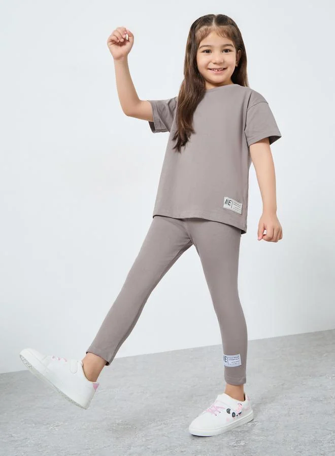 Styli Solid Oversized T-Shirt and Leggings Set