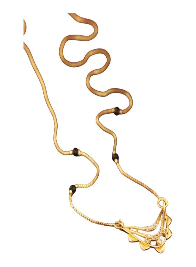 AAIKU Traditional Micro Gold Polish Mangalsutra and American diamond Crystal Pendant Short 18 Inch for Women, Gift for Wedding, Anniversari, Special Occasion - Image 1